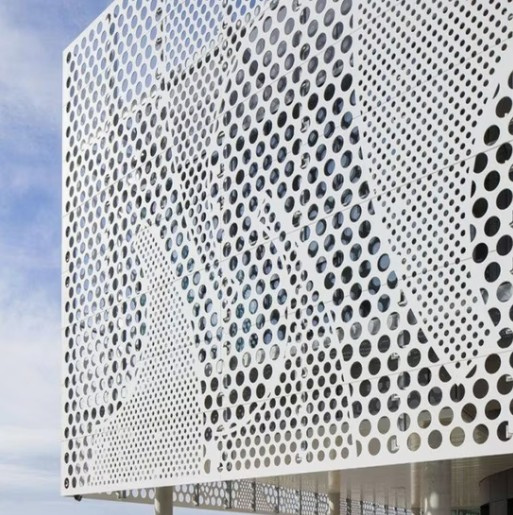 White perforated metal facade