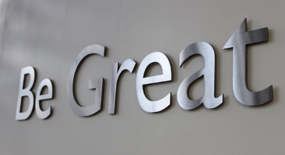 Brushed stainless Be Great lettering
