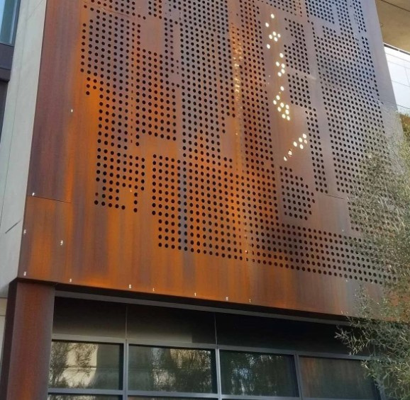 Corten steel perforated facade